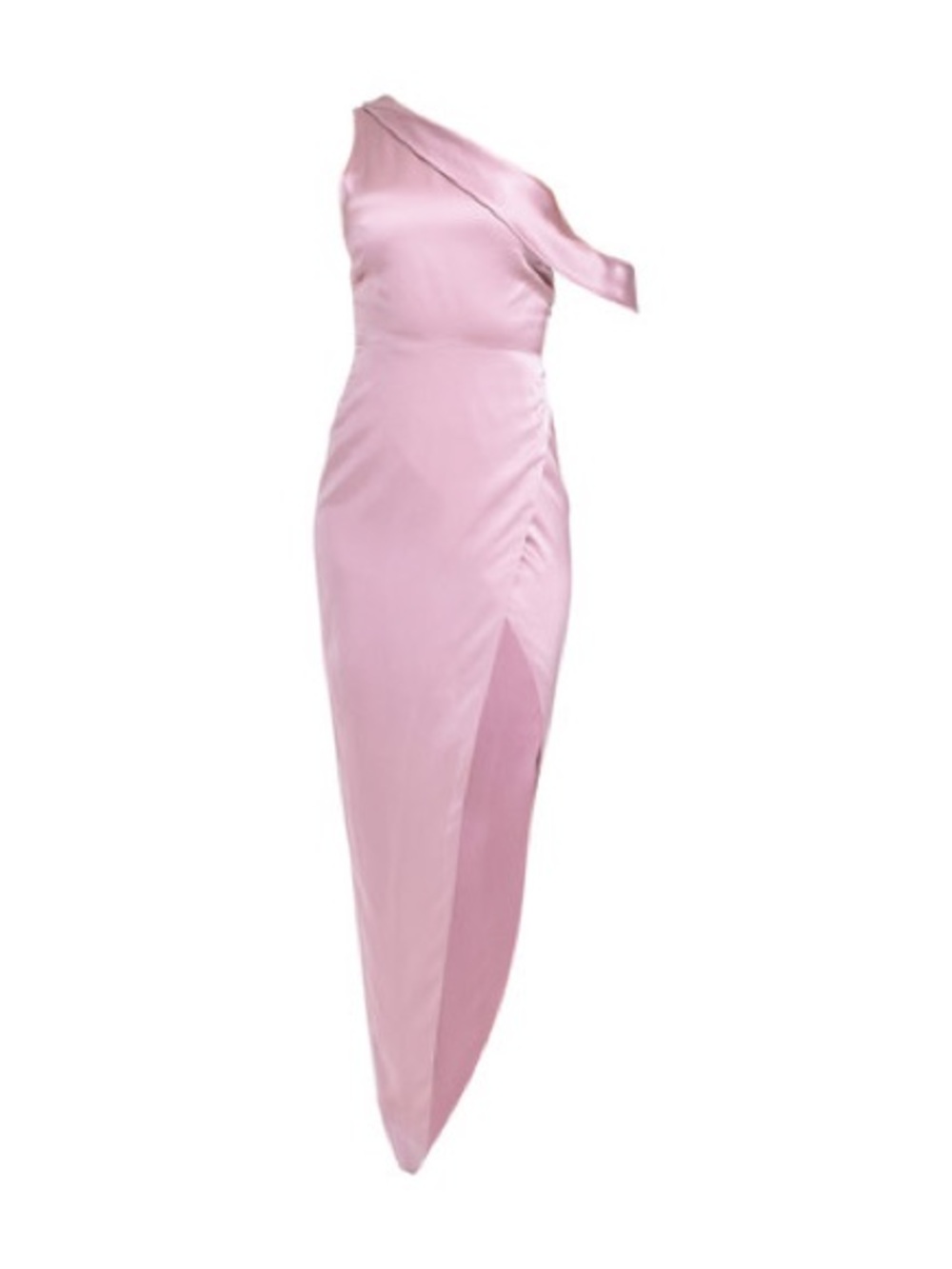 Asymmetrical One-Shoulder Pink Satin Gown